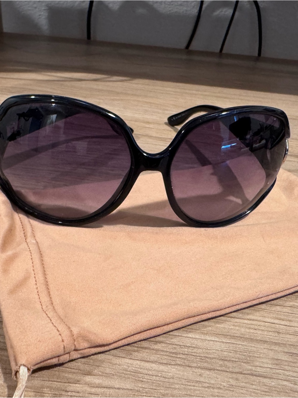 Gucci Black Frame Sunglasses with Purple Gradient Lenses